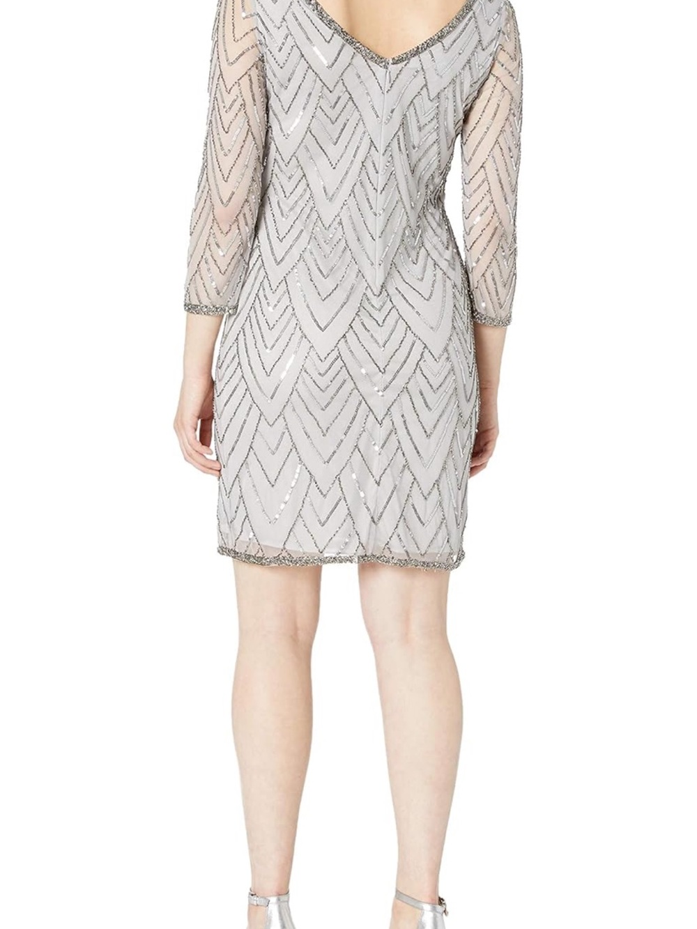 J Kara Silver Beaded Long Sleeve Sheath Dress - Picture 7 of 7